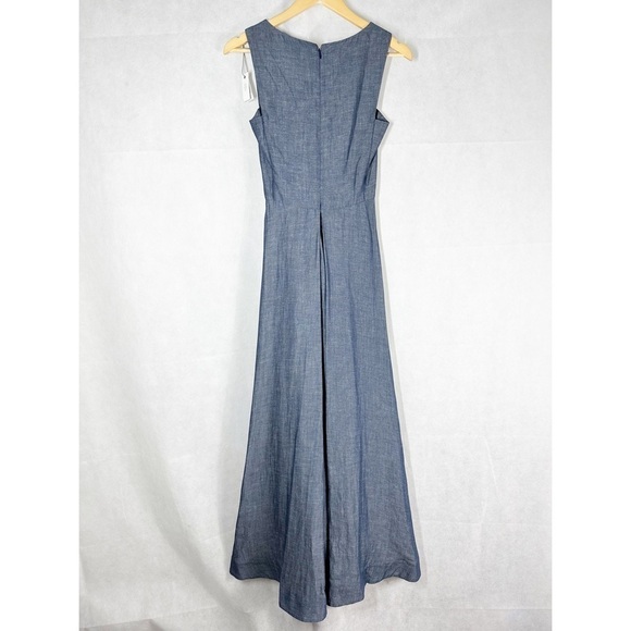 Eleventy V Neck Sleeveless Flax Linen Blend Pleated Maxi Dress Size US 0 EU 38 - Picture 3 of 13